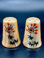 Vintage Yellow/Orange Lusterware Floral Salt and Pepper Shakers Porcelain  Japan picture