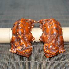A Pair of Pixiu Ornaments Carved From Boxwood In The Collection of Old Antiques picture