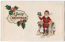 LOVELY ANTIQUE CHRISTMAS POSTCARD SANTA CLAUS WITH CHILDREN OS 92313 picture