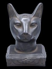 UNIQUE ANTIQUE ANCIENT EGYPTIAN Heavy Stone Goddess Cat Bastet Winged Scarab picture