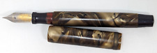 Vintage Waltham Brown Pearl Marbled Fountain Pen Du-O-Way 14k Goldplate Tip M24 picture