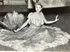 P4 Photograph Beautiful Asian Woman Native Costume Feather Fan Dancer 1940-50's picture