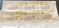 Vintage pair of Embroidered Spring Floral Pillowcases. Very Good pre owned cond picture