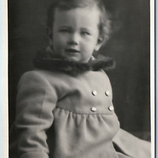 c1950s Lovely Little Boy Girl Portrait RPPC Winter Fashion Unfocused Camera A214 picture