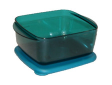 Tupperware Vent N Serve Rectangle 4 Cup Capacity Peacock Blue Microwave Safe NEW picture