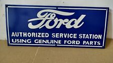 Ford Authorized Service Station Porcelain Enamel Sign 24 x 10 Inches picture
