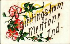 1907. GREETINGS FROM MENTONE, INDIANA. POSTCARD. DC2 picture