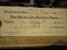 1922 Mansfield Ohio Richland Savings Bank Check Spetha Josephine Myers Paid Sign picture