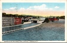 Postcard Oswego River & Barge Canal Lock No 7 Oswego N Y  [cw] picture