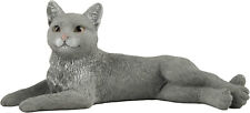 3 Inch Grey Cat Laying Hand Painted Mini Figurine Statue Sculpture  *NEW picture