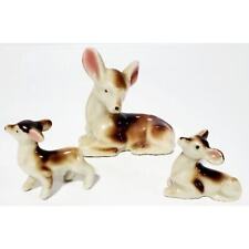 Vintage Japan Deer Fawn Glossy Figurines with Pink Ears - Set Of 3 picture