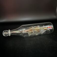 Vintage Blown Glass Made In Britain Mayflower Ship in a Bottle Gold Accents picture