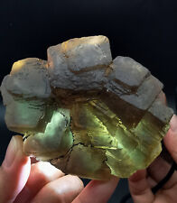 413g Natural  Transparent Green Phantom Yellow Fluorite Quartz Specimen picture