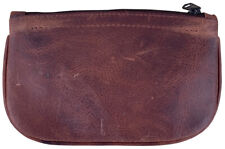 Brown Leather Full Size Tobacco Pouch with Zipper Holds 2 oz Pipe Tobacco - 9300 picture