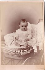 Olean NY Adorable Baby Sitting Still 1880s Antique Cabinet Card Albumen Photo picture