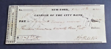1840 Bank Check Cashier of the City Bank NY Embury & Young picture