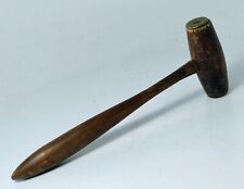 Antique Wooden Judge Or Auctioneer Gavel With Brass Caps & Hand Carved Design picture