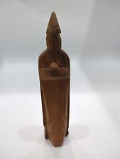 VINTAGE HAND CARVED WOODEN FIGURINE OF A MAN CARRYING AN OFFERING  picture