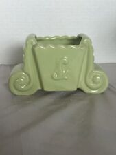 Jade Green Vintage Ceramic Scroll Planter Pot McCoy Cottage Country Plants Chic picture