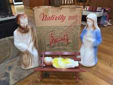 Vintage Mary Joseph & Baby Jesus Christmas Nativity Blow Molds 17” Tall EMPIRE picture