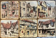 Vintage Win-el-Ware Square Coaster Canterbury England- Set of 6 - 6x6 Inches picture