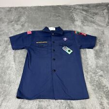 Boy Scouts of America Shirt Boys Medium Blue Button Patches Youth Erie Shores picture