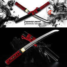 20'' Self-defense Red Tanto T10 Steel Japanese Unokubitsukuri Short Swords Knife picture