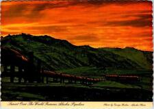 AK, Alaska  BEAUTIFUL ORANGE SUNSET Over OIL PIPELINE  4X6 Vintage Postcard picture