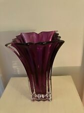 Vera Wang Vase Ribbed Flared Stunning Purple Glass Art Heavy 7.5