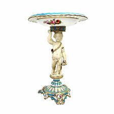 Antique COPELAND SPODE Cherub Pedestal Compote Bisque Porcelain Reticulated ￼ picture