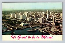 Miami FL-Florida, Aerial View Town Area, Vintage Postcard picture