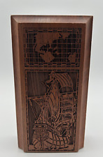 Vintage MCM Lasercraft Walnut Wood Bookend Nautical Ship & World Map (Only 1) picture