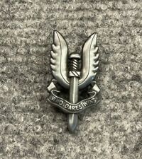 New Special Air Service SAS Brushed Metal Finish Tie Pin Badge, Who Dares Wins picture