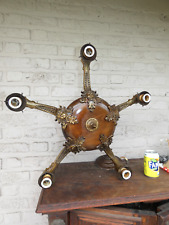 Vintage 1950s french  Wood Brass Caryatid head chandelier lamp picture