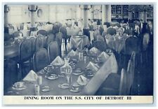 c1940s Dining Room On Steamship City Of Detroit III Detroit Michigan MI Postcard picture