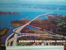 VINTAGE POST CARD  AERIAL VIEW EVERGREEN POINT FLOATING BRIDGE SEATTLE WA picture