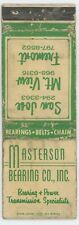 Masterson Bearing Co. San Jose, CA Mt.View Fremont Antq Matchbook Cover D-6 picture