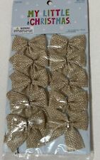 My Little Christmas Mini Burlap Bows Ornaments 2 Inch 10 Piece NEW  picture