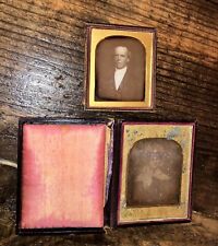 Two Daguerreotypes 1840s, 1850s 1/4 Plate Painting + Sealed 1/6 Plate of a Man picture