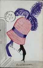Absurd Hat Handmade Comic Hand Painted Woman Fashion c1910 Postcard picture