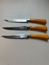 3 Vtg PEEREDGE Sheffield England Stainless Bakelite Handle  Steak Knives picture
