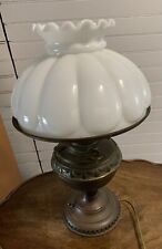 antique student lamp electric with blossom Shade picture