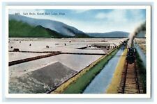 c1910s Train Locomotive, Salt Beds, Great Salt Lake, Utah UT Unposted Postcard picture