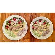 Ceramica Cuore Made in Italy 11” Plate and 9” Bowl Cherries Country Scene picture