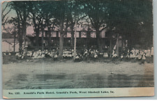 Vintage Postcard Arnold's Park Hotel Arnold's Park West Okoboji Lake Posted 1918 picture
