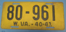 1940-41 West Virginia License Plate nice original picture