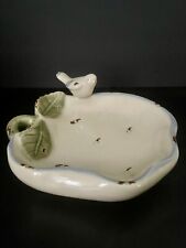 Ceramic Trinket Dish (Apple/Strawberry Shape) With Leaves And Bird picture