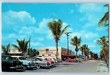 Fort Myers Beach Florida FL Postcard Estero Boulevard Garl Drug Store 1959 Trees picture