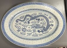Chinese Rice Eyes Grain Dragon Porcelain Plate Platter 14