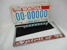 Vintage MONTANA 1976 SAMPLE License Plate # 00-00000 BICENTENNIAL with VTG Frame picture